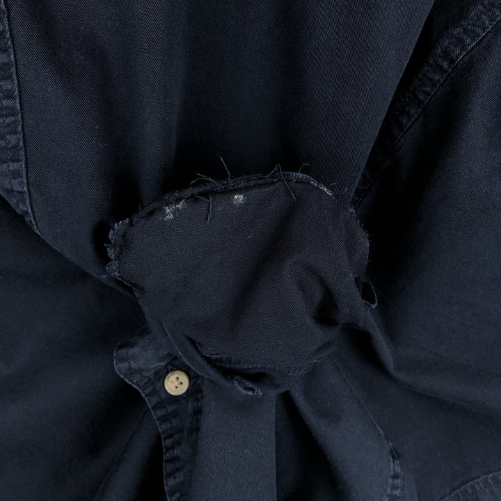 Eddie Bauer Short-Sleeve Button-Down Shirt, Men's Size L (approx.) cotton navy blue type Vintage Second Hand