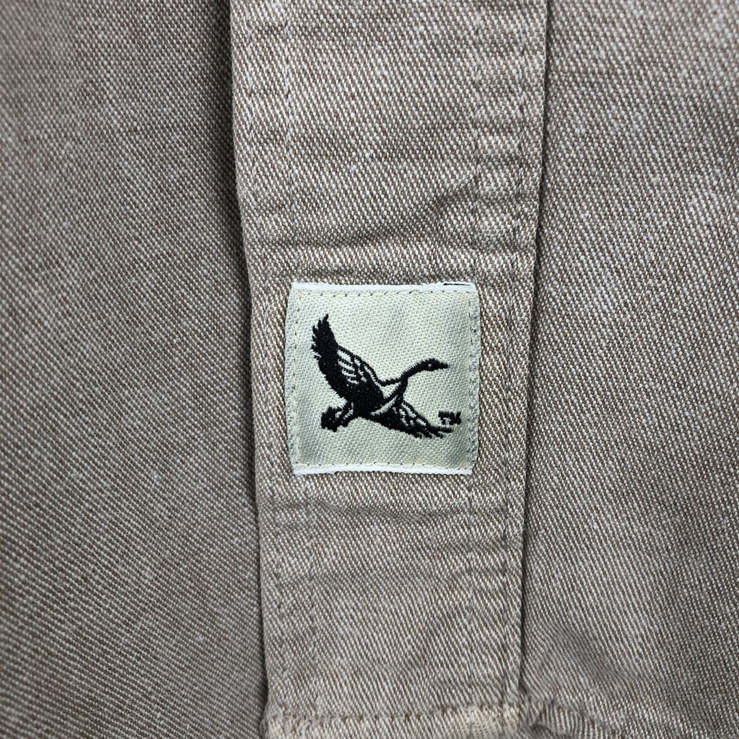1990'S Eddie Bauer Short-Sleeve Cotton Shirt, Men's Size L (approx.), Vintage cotton beige type brown Vintage Second Hand