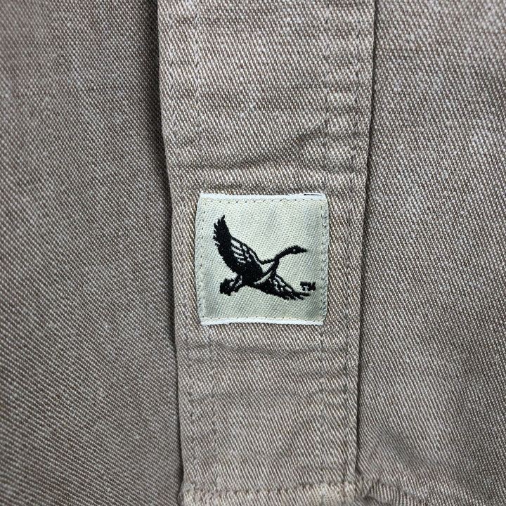 1990'S Eddie Bauer Short-Sleeve Cotton Shirt, Men's Size L (approx.), Vintage cotton beige type brown Vintage Second Hand