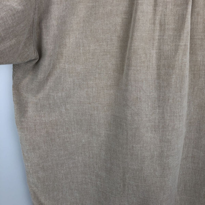 1990'S Eddie Bauer Short-Sleeve Cotton Shirt, Men's Size L (approx.), Vintage cotton beige type brown Vintage Second Hand
