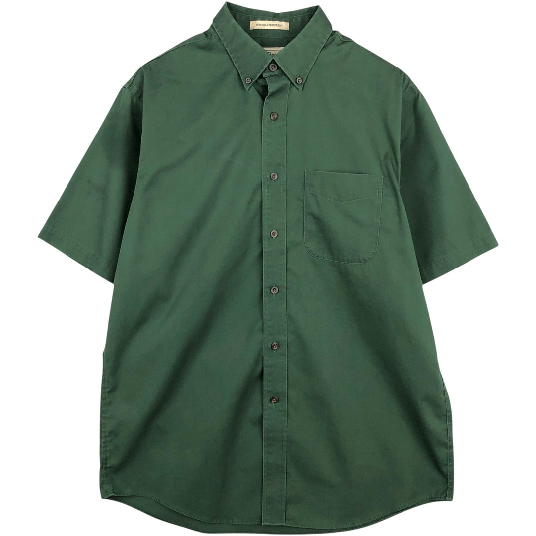 90s-00'S L.L.Bean Short-Sleeve Button-Down Shirt, Men's Size M (approx.), Vintage cotton green type Vintage Second Hand