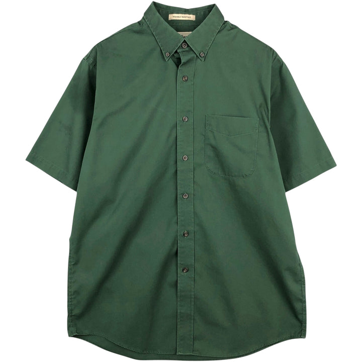 90s-00'S L.L.Bean Short-Sleeve Button-Down Shirt, Men's Size M (approx.), Vintage cotton green type Vintage Second Hand