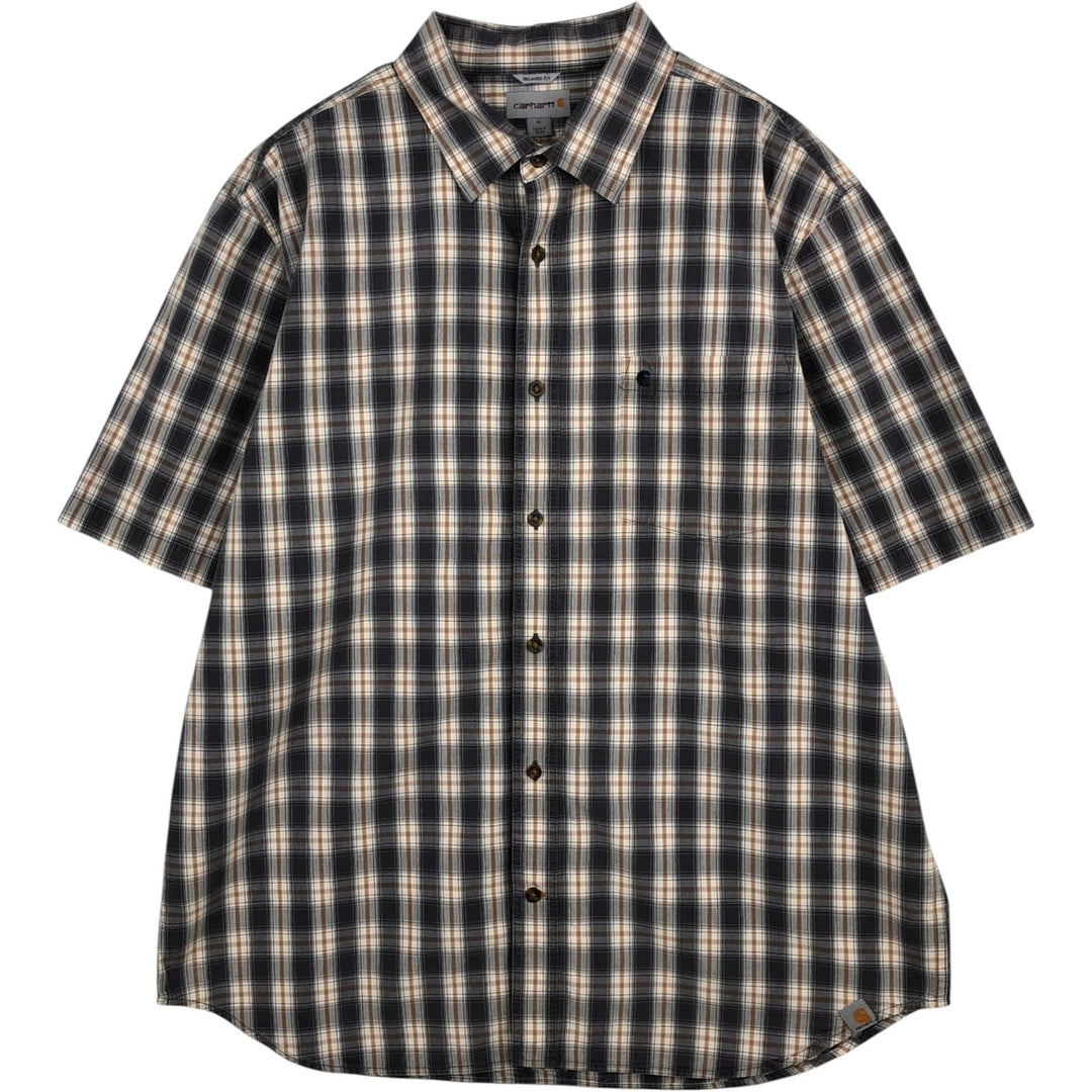 Carhartt RELAXED FIT Check Pattern Short Sleeve Work Shirt Men's XL cotton gray type Vintage Second Hand