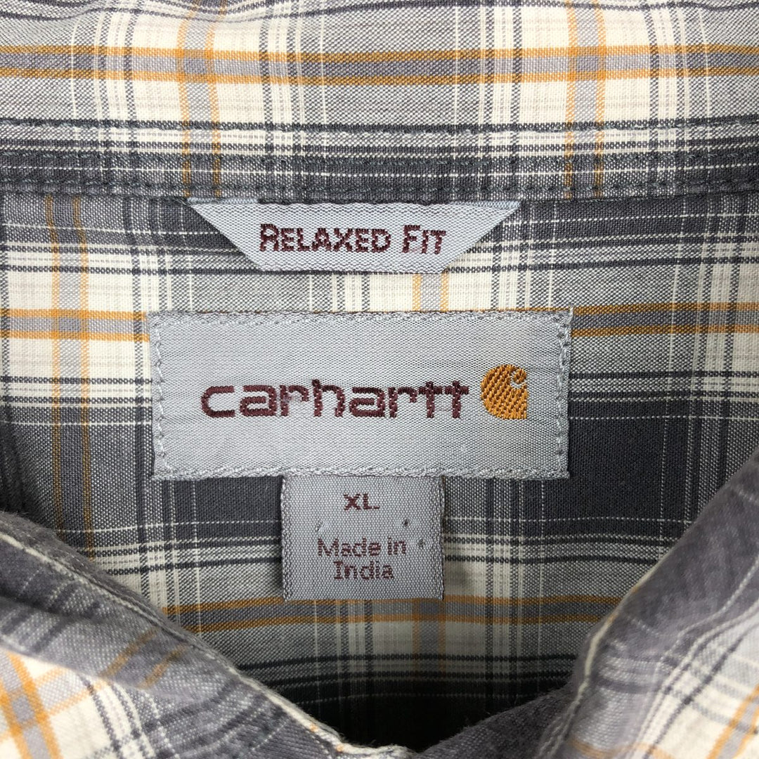 Carhartt RELAXED FIT Check Pattern Short Sleeve Work Shirt Men's XL cotton gray type Vintage Second Hand