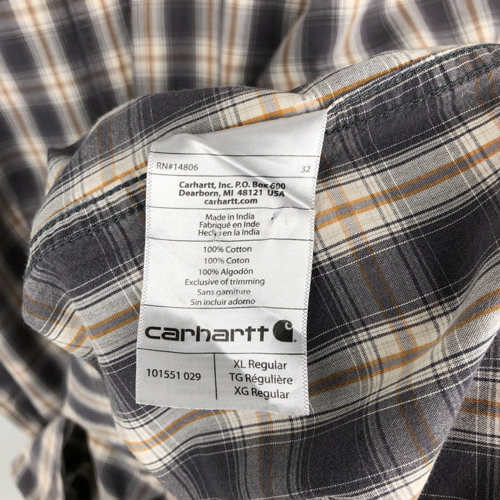 Carhartt RELAXED FIT Check Pattern Short Sleeve Work Shirt Men's XL cotton gray type Vintage Second Hand
