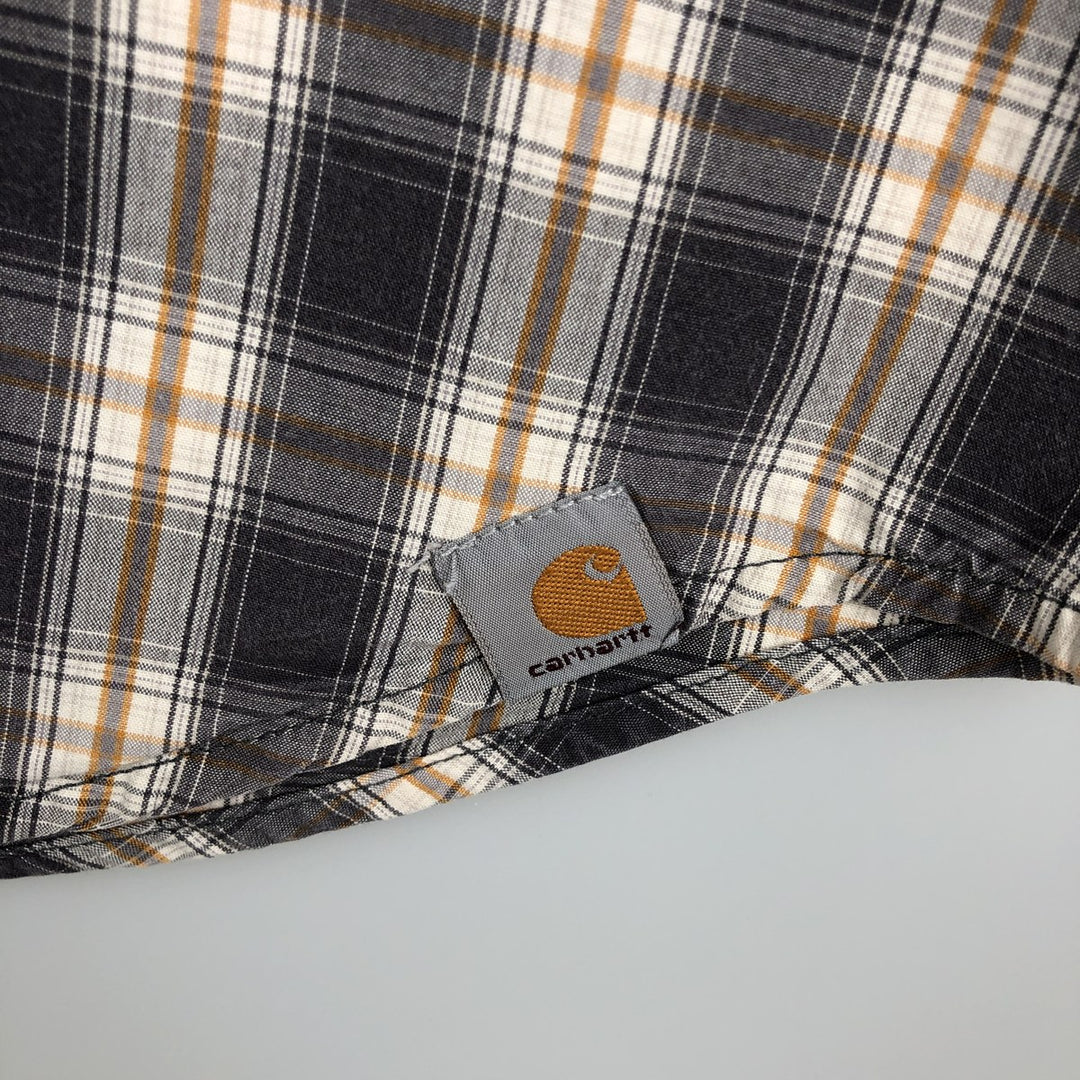 Carhartt RELAXED FIT Check Pattern Short Sleeve Work Shirt Men's XL cotton gray type Vintage Second Hand