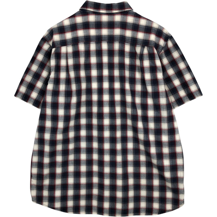 Carhartt RELAXED FIT Check Pattern Button-down Short Sleeve Work Shirt, Men's XL cotton navy blue type Vintage Second Hand