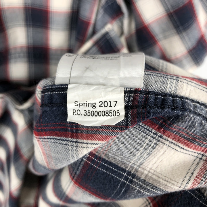 Carhartt RELAXED FIT Check Pattern Button-down Short Sleeve Work Shirt, Men's XL cotton navy blue type Vintage Second Hand
