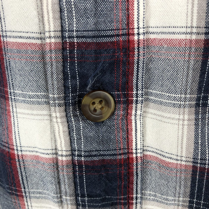 Carhartt RELAXED FIT Check Pattern Button-down Short Sleeve Work Shirt, Men's XL cotton navy blue type Vintage Second Hand