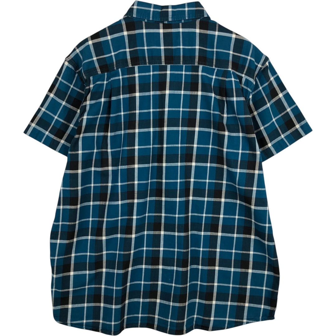 Carhartt RELAXED FIT Check Pattern Short Sleeve Work Shirt Men's XL cotton Navy blue Vintage Second Hand