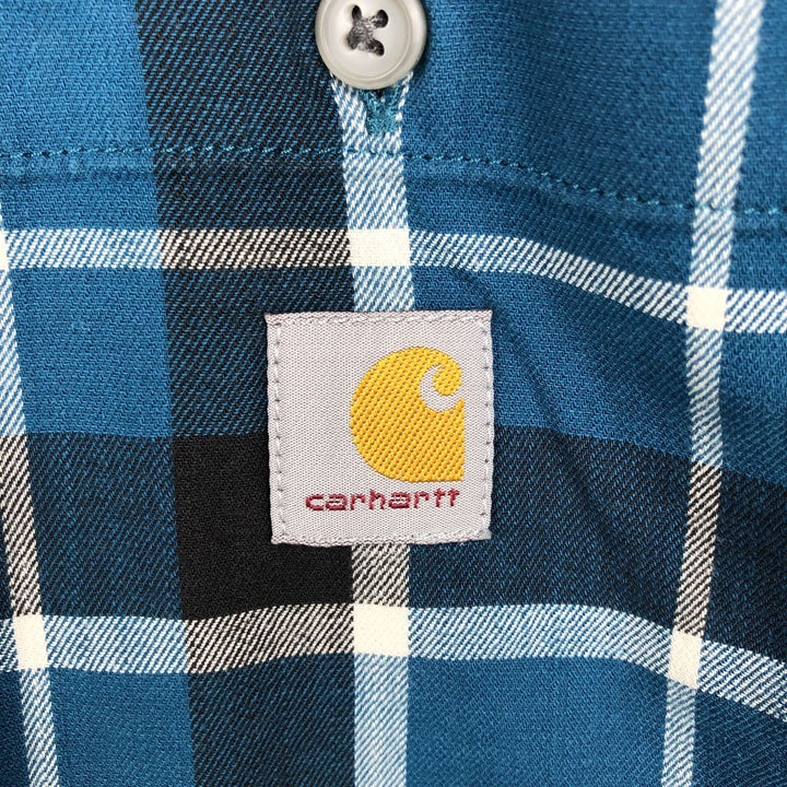 Carhartt RELAXED FIT Check Pattern Short Sleeve Work Shirt Men's XL cotton Navy blue Vintage Second Hand