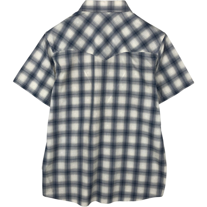 Pendleton Frontier Check Pattern Short-Sleeve Western Shirt, Men's Size L (approx.) cotton white type Vintage Second Hand