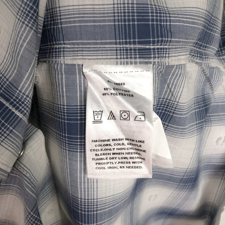 Pendleton Frontier Check Pattern Short-Sleeve Western Shirt, Men's Size L (approx.) cotton white type Vintage Second Hand