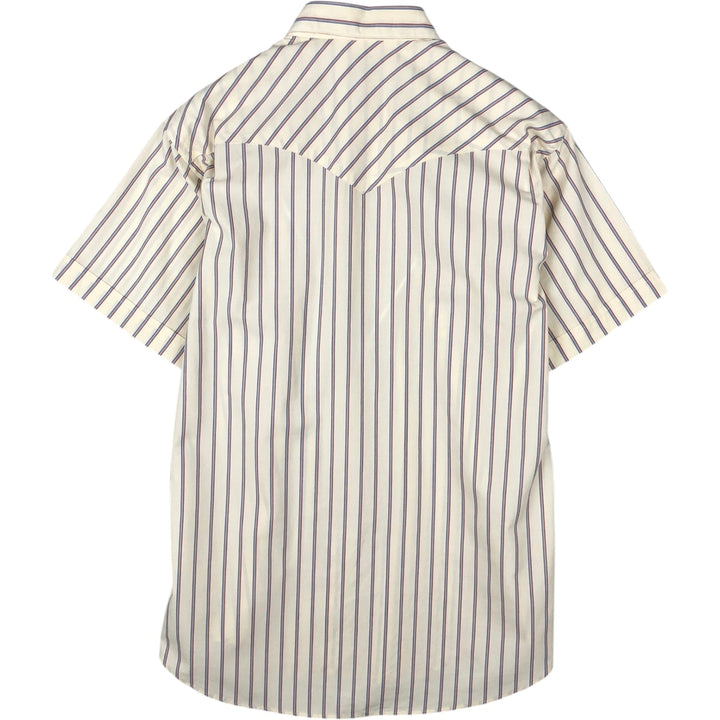 80'S RUDDOCK Stripe Pattern Short-Sleeve Western Shirt, Made in USA, Men's Size L (Equivalent), Vintage polyester ivory Vintage Second Hand