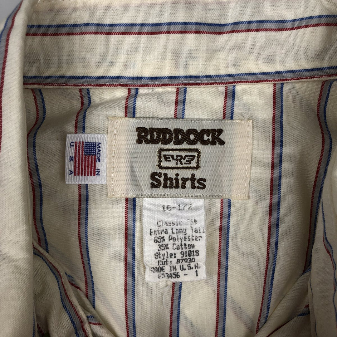 80'S RUDDOCK Stripe Pattern Short-Sleeve Western Shirt, Made in USA, Men's Size L (Equivalent), Vintage polyester ivory Vintage Second Hand