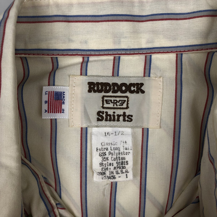 80'S RUDDOCK Stripe Pattern Short-Sleeve Western Shirt, Made in USA, Men's Size L (Equivalent), Vintage polyester ivory Vintage Second Hand