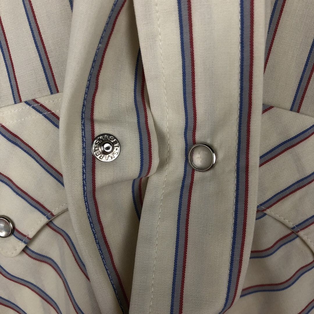 80'S RUDDOCK Stripe Pattern Short-Sleeve Western Shirt, Made in USA, Men's Size L (Equivalent), Vintage polyester ivory Vintage Second Hand