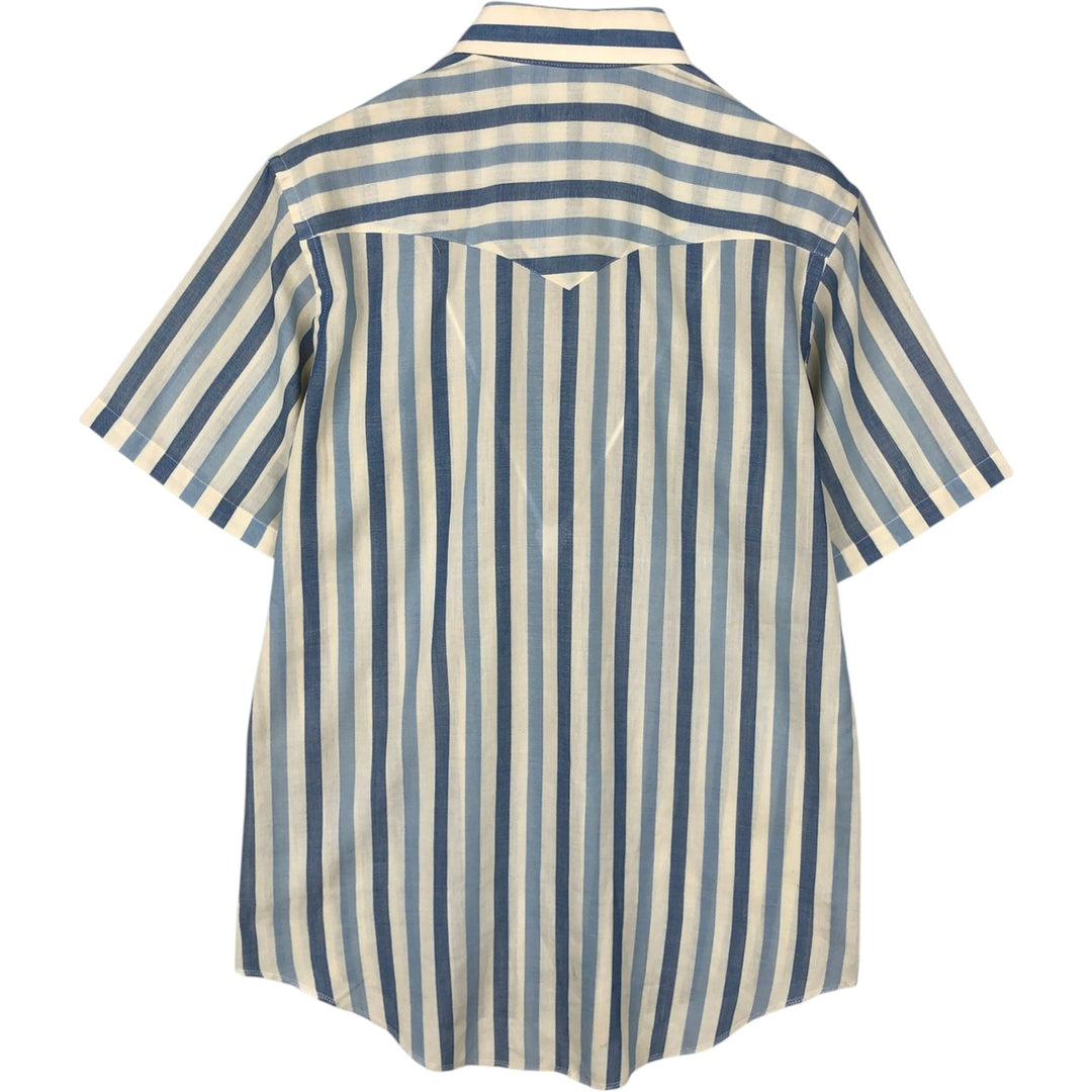 90'S Wrangler Stripe Pattern Short-Sleeve Western Shirt, Made in USA, Men's Size L (Equivalent), Vintage unclear ivory Vintage Second Hand