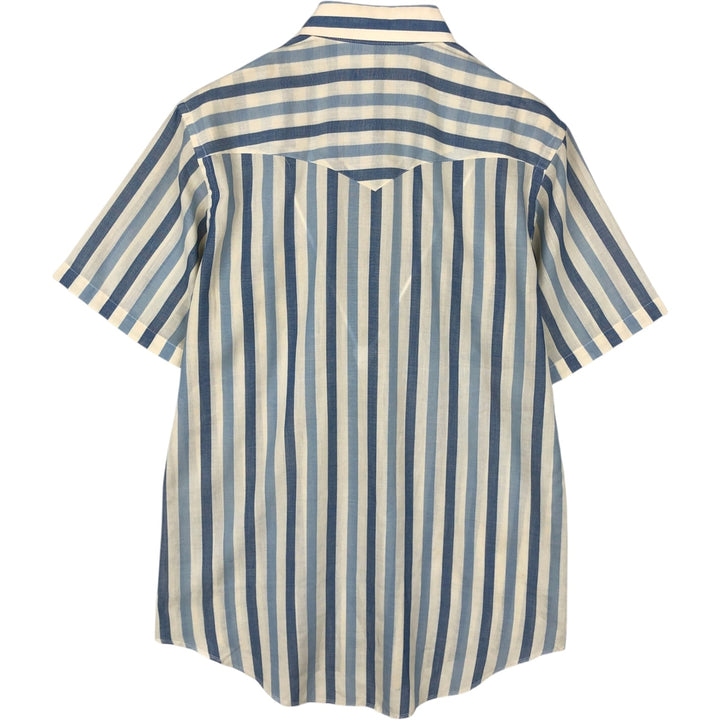 90'S Wrangler Stripe Pattern Short-Sleeve Western Shirt, Made in USA, Men's Size L (Equivalent), Vintage unclear ivory Vintage Second Hand