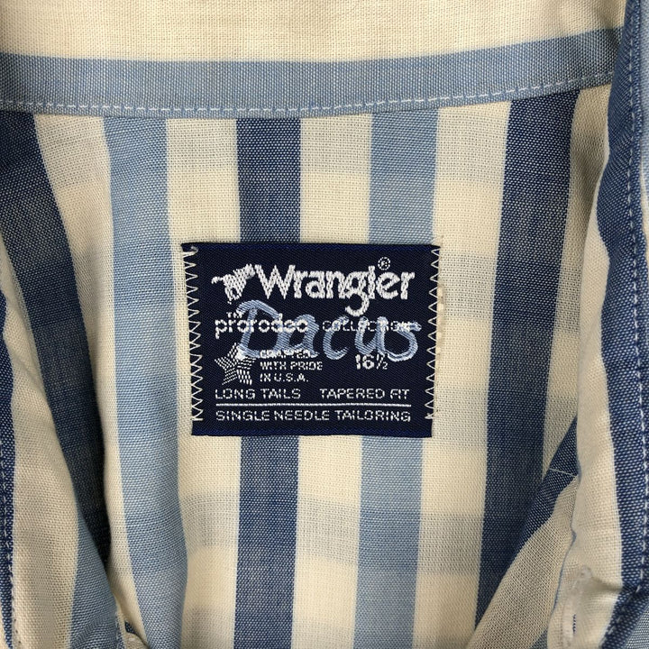 90'S Wrangler Stripe Pattern Short-Sleeve Western Shirt, Made in USA, Men's Size L (Equivalent), Vintage unclear ivory Vintage Second Hand