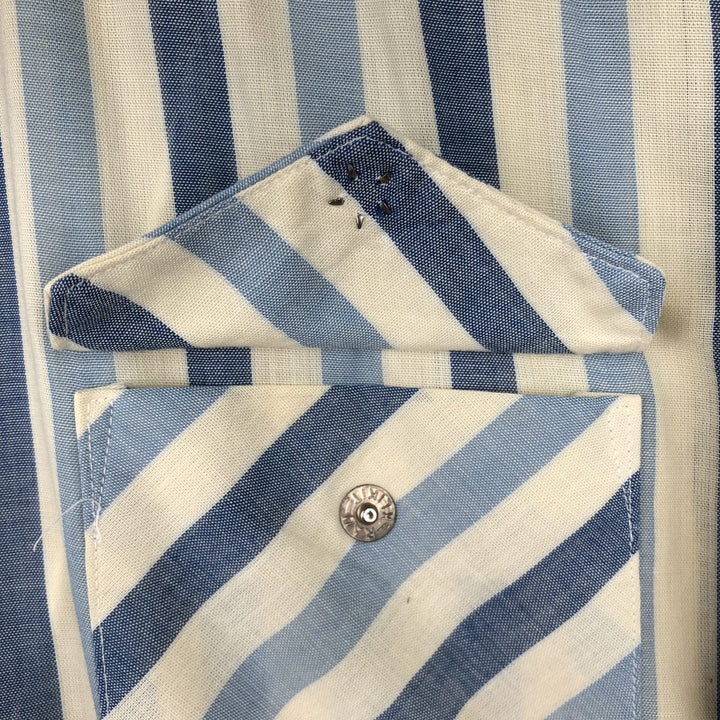 90'S Wrangler Stripe Pattern Short-Sleeve Western Shirt, Made in USA, Men's Size L (Equivalent), Vintage unclear ivory Vintage Second Hand
