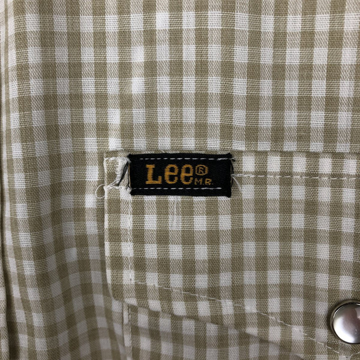 1970'S Lee Gingham Check Short-Sleeve Western Shirt, Made in USA, Men's Size XL (Equivalent), Vintage polyester white type Vintage Second Hand