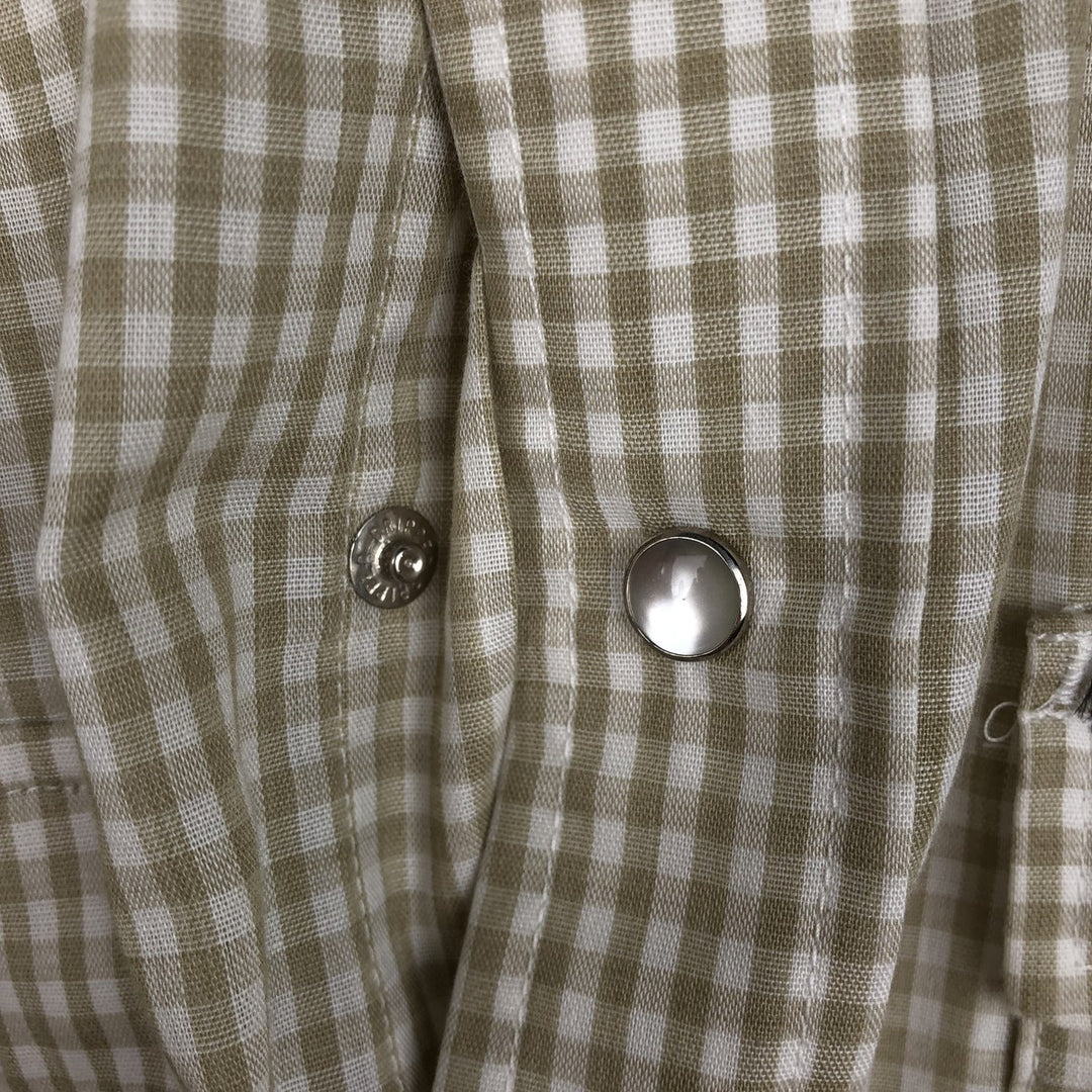 1970'S Lee Gingham Check Short-Sleeve Western Shirt, Made in USA, Men's Size XL (Equivalent), Vintage polyester white type Vintage Second Hand
