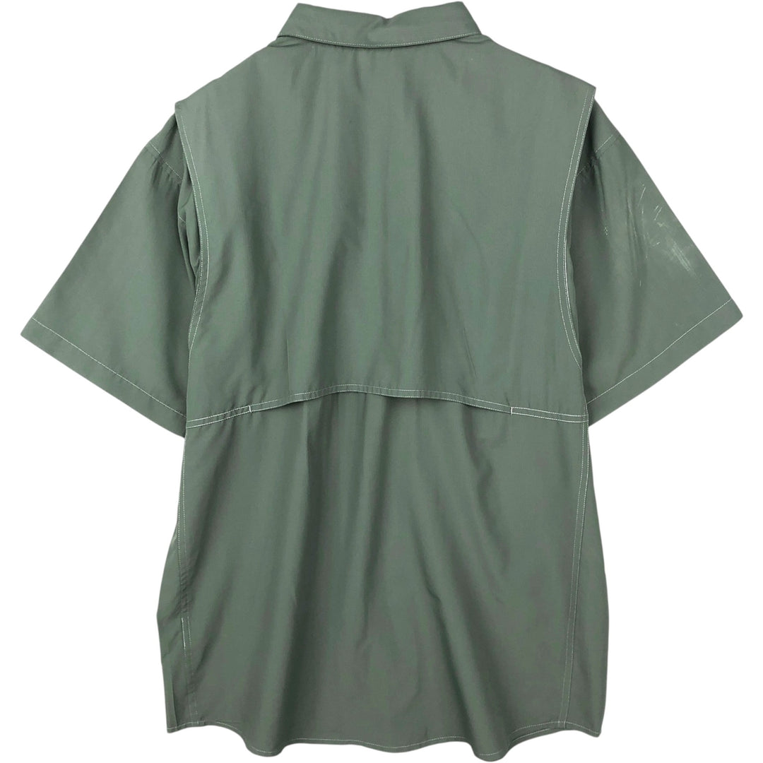 Patagonia 54234SP17 Concealed Button-Down Short-Sleeve Polyester Shirt, Men's Size L (approx.) polyester Khaki type Vintage Second Hand