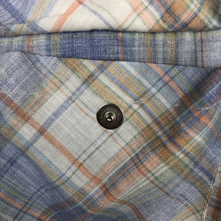 Buffalo Bill Western Check Pattern Short-Sleeve Western Shirt, Made in USA, Men's Size L (approx.) polyester Blue type light blue Vintage Second Hand
