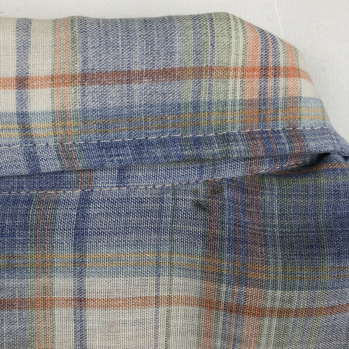 Buffalo Bill Western Check Pattern Short-Sleeve Western Shirt, Made in USA, Men's Size L (approx.) polyester Blue type light blue Vintage Second Hand