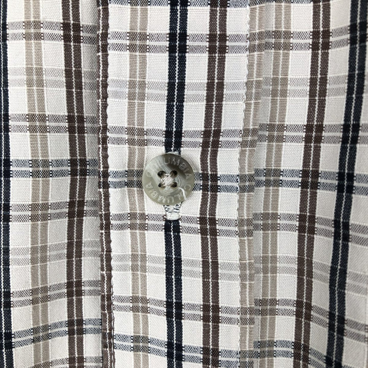 2000'S Columbia Short-Sleeve Cotton Check Shirt, Boxy Shirt, Men's Size XXL (approx.) cotton Beige type Vintage Second Hand