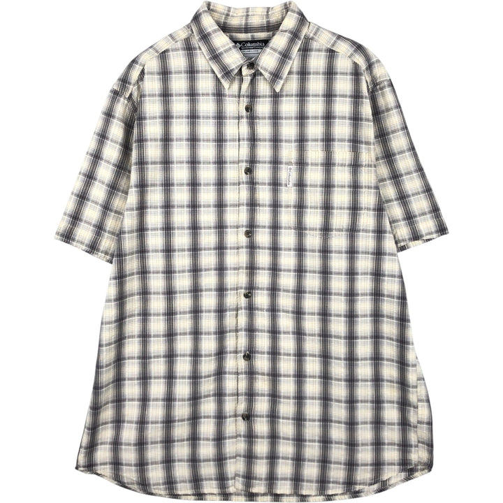 2000'S Columbia Short-Sleeve Cotton Check Shirt, Men's Size XL (approx.) cotton gray type Vintage Second Hand