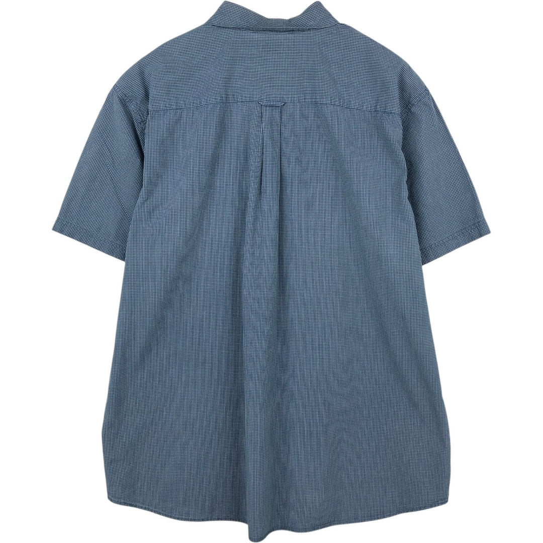 2000'S Columbia Short-Sleeve Button-Down Check Shirt, Men's Size XXL (approx.) cotton Navy blue Vintage Second Hand