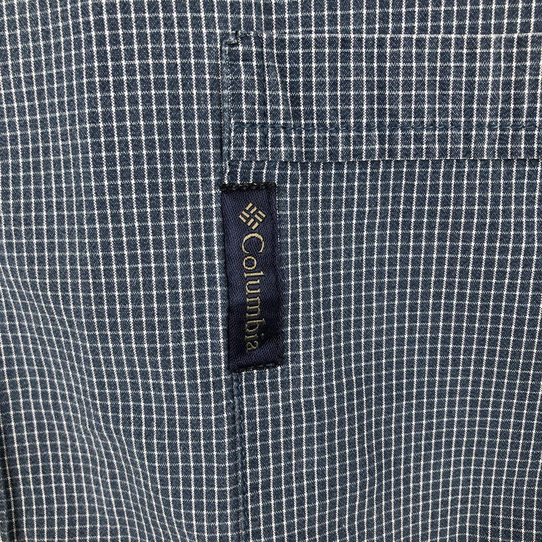 2000'S Columbia Short-Sleeve Button-Down Check Shirt, Men's Size XXL (approx.) cotton Navy blue Vintage Second Hand