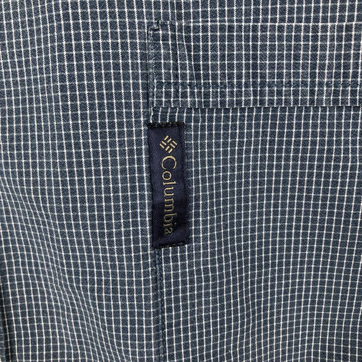 2000'S Columbia Short-Sleeve Button-Down Check Shirt, Men's Size XXL (approx.) cotton Navy blue Vintage Second Hand