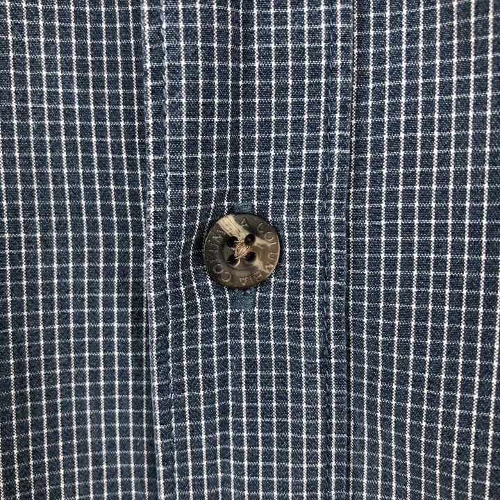 2000'S Columbia Short-Sleeve Button-Down Check Shirt, Men's Size XXL (approx.) cotton Navy blue Vintage Second Hand
