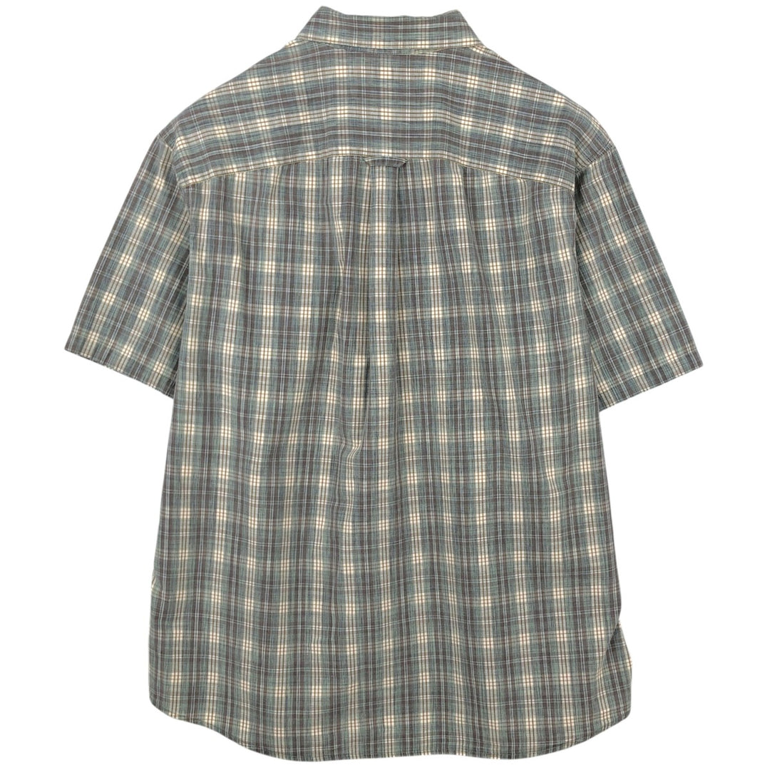 00'S Columbia Short Sleeve Button Down Check Shirt Men's XL cotton Mint green Vintage Second Hand