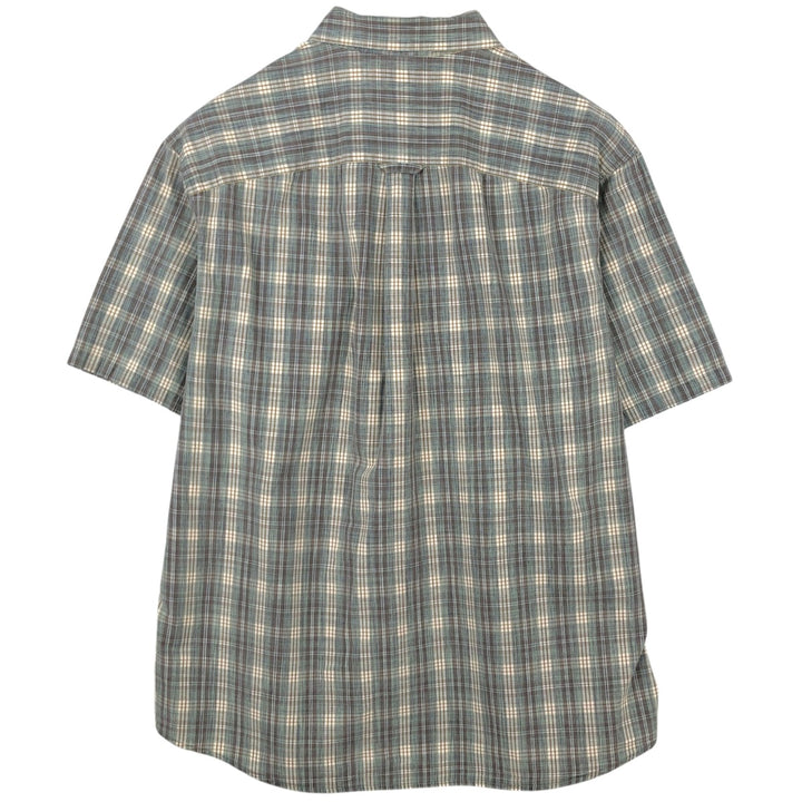 00'S Columbia Short Sleeve Button Down Check Shirt Men's XL cotton Mint green Vintage Second Hand