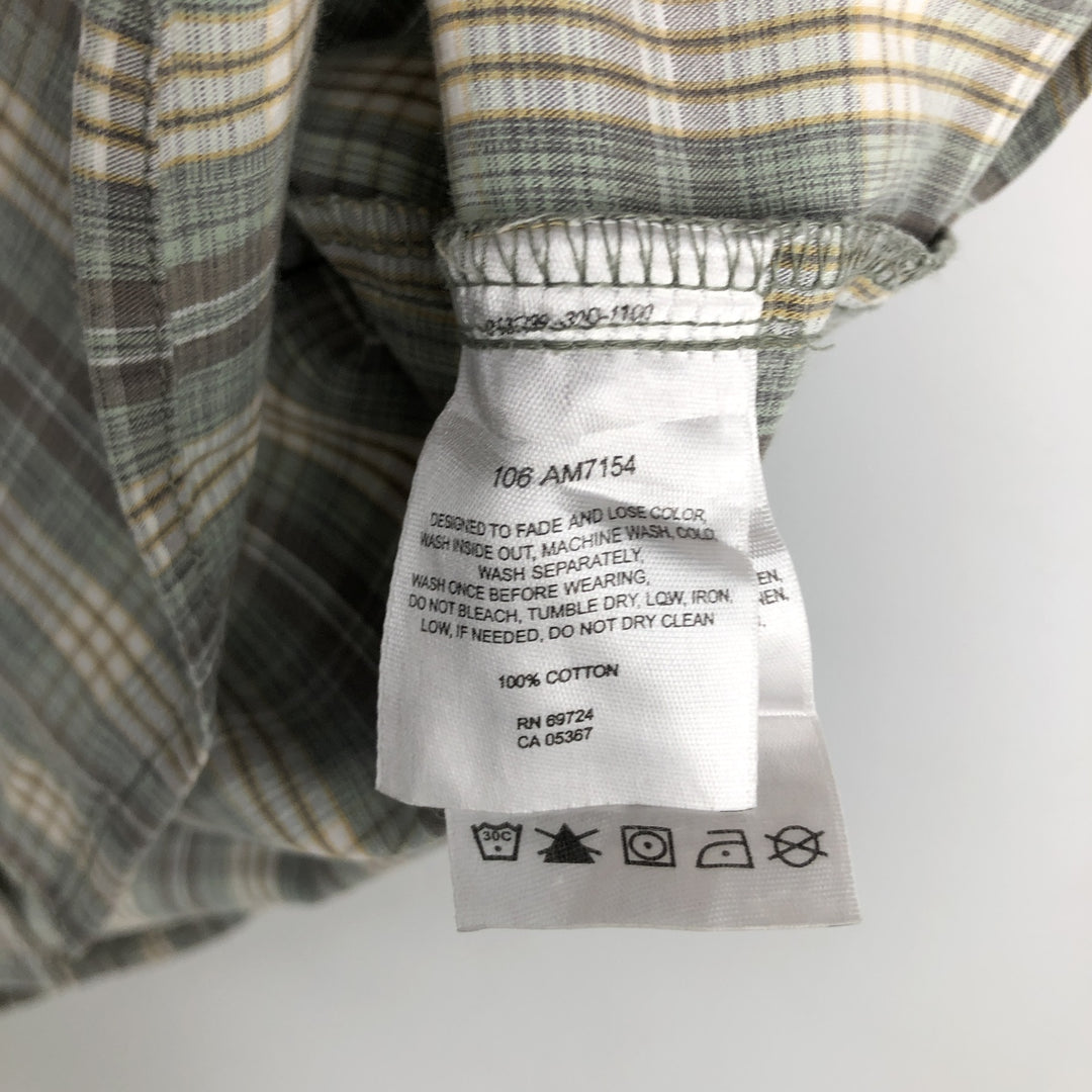 00'S Columbia Short Sleeve Button Down Check Shirt Men's XL cotton Mint green Vintage Second Hand