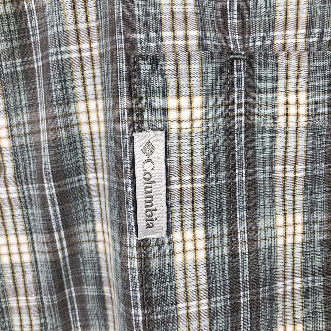 00'S Columbia Short Sleeve Button Down Check Shirt Men's XL cotton Mint green Vintage Second Hand