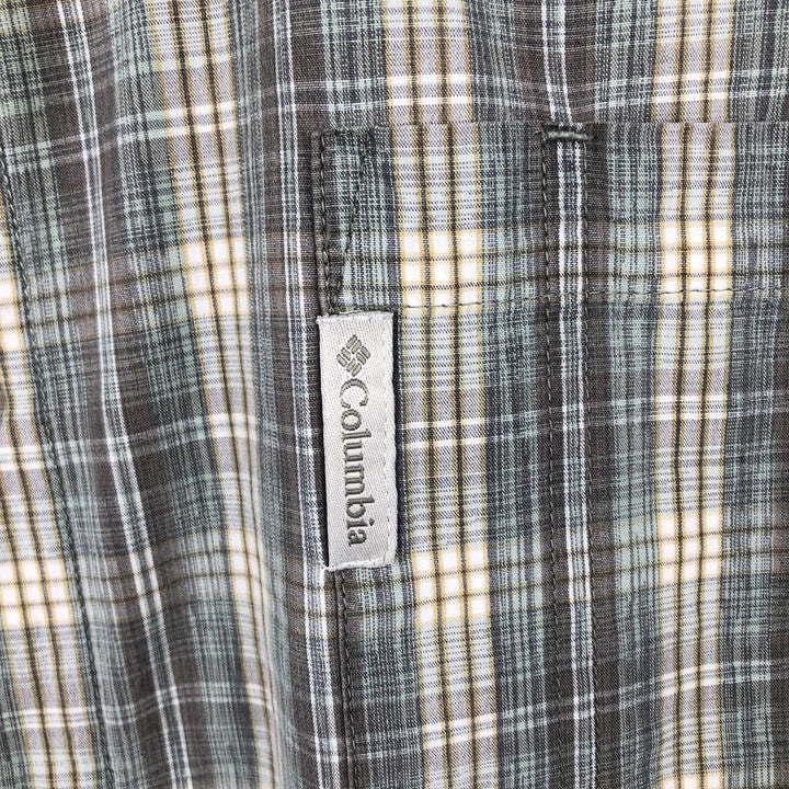 00'S Columbia Short Sleeve Button Down Check Shirt Men's XL cotton Mint green Vintage Second Hand