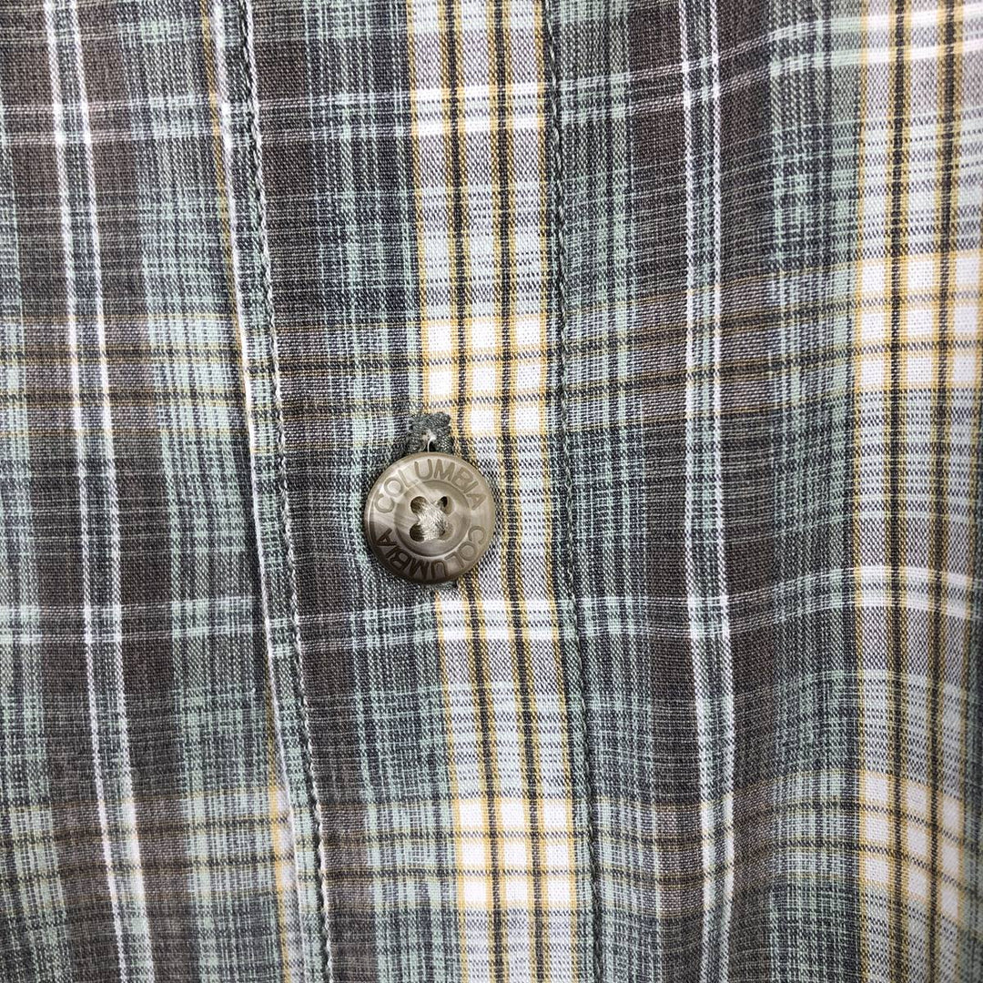 00'S Columbia Short Sleeve Button Down Check Shirt Men's XL cotton Mint green Vintage Second Hand