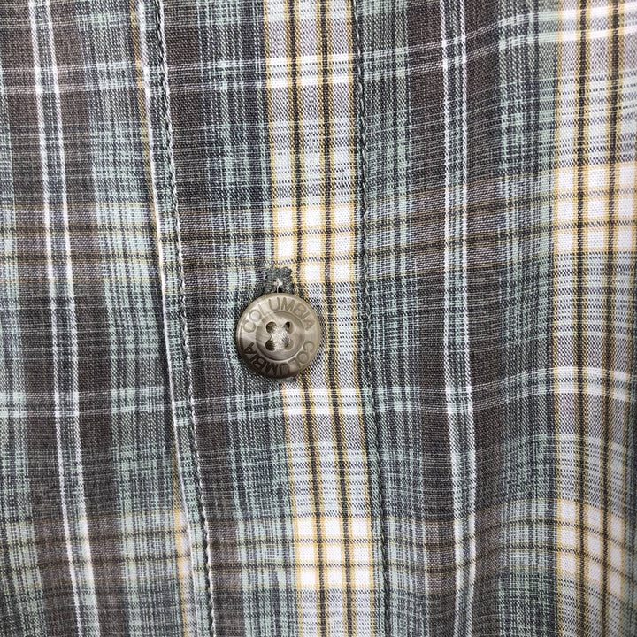 00'S Columbia Short Sleeve Button Down Check Shirt Men's XL cotton Mint green Vintage Second Hand