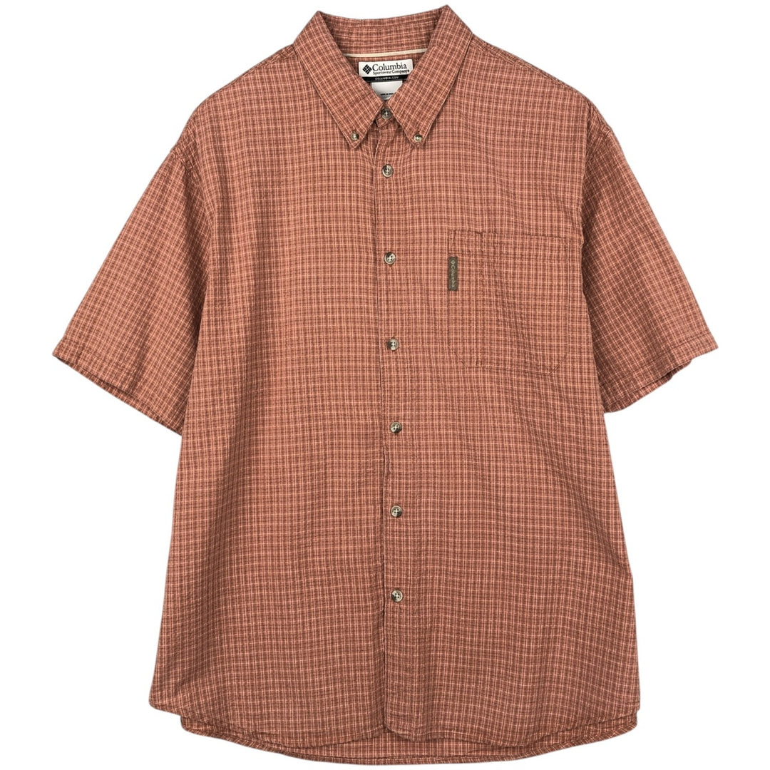 2000'S Columbia Seersucker Short Sleeve Button-Down Check Shirt, Men's XL cotton coral Vintage Second Hand