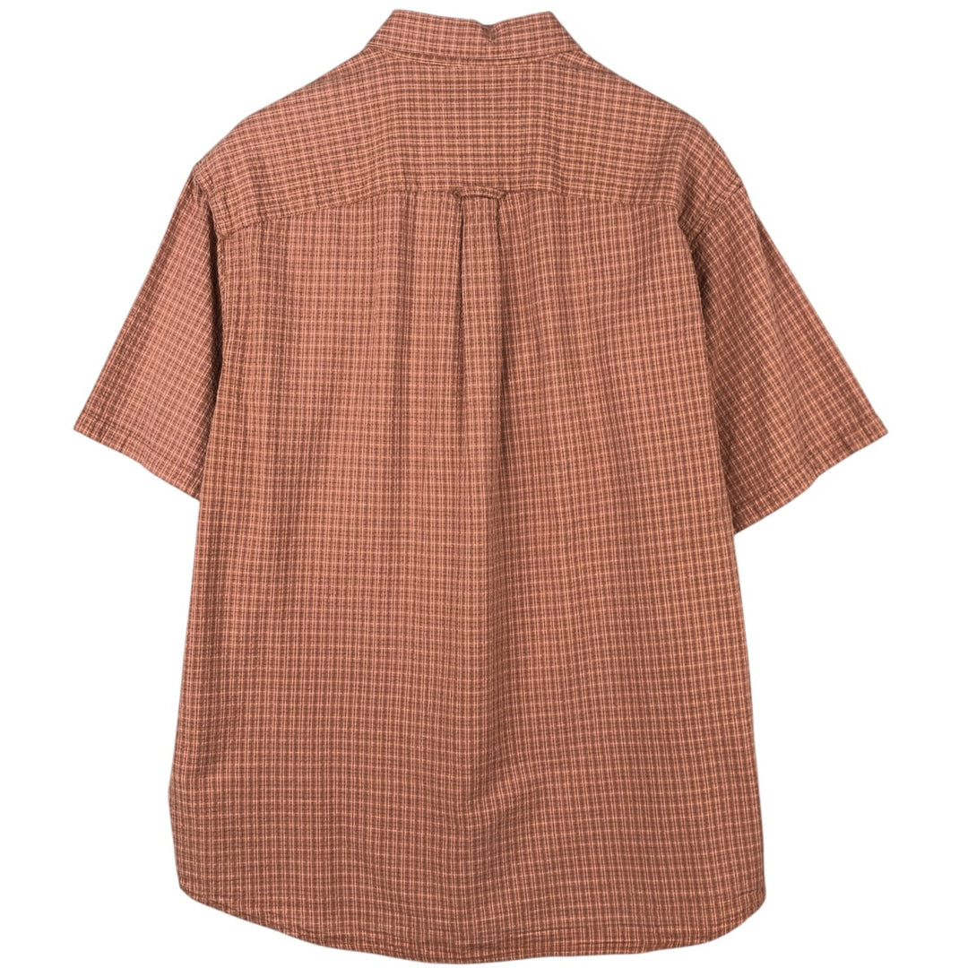2000'S Columbia Seersucker Short Sleeve Button-Down Check Shirt, Men's XL cotton coral Vintage Second Hand