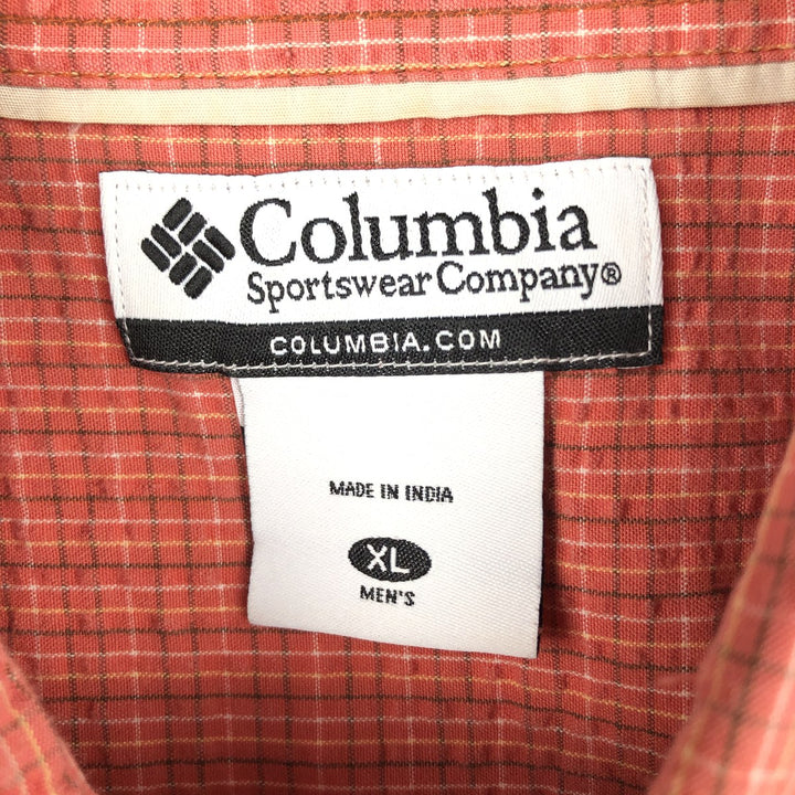 2000'S Columbia Seersucker Short Sleeve Button-Down Check Shirt, Men's XL cotton coral Vintage Second Hand