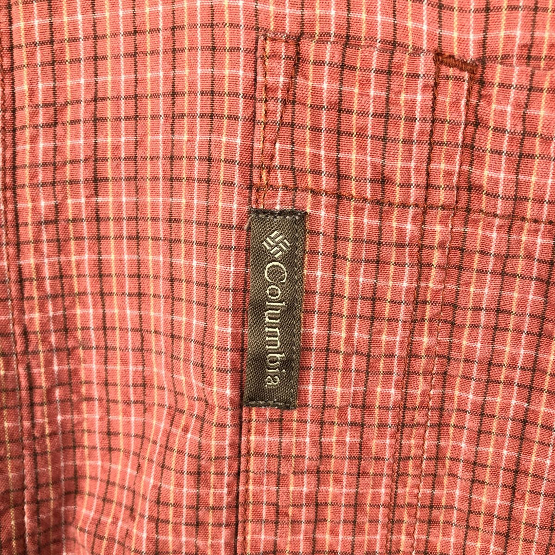2000'S Columbia Seersucker Short Sleeve Button-Down Check Shirt, Men's XL cotton coral Vintage Second Hand