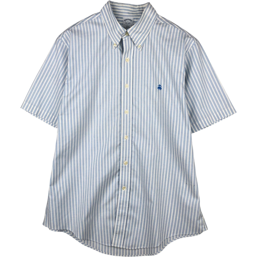 Brooks Brothers Est.1818 Short Sleeve Button-Down Striped Shirt, Men's Size L cotton white type Vintage Second Hand