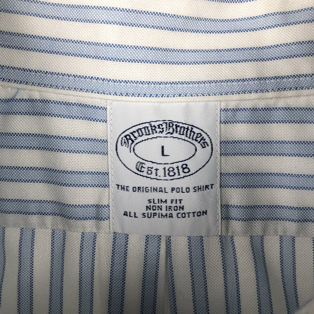 Brooks Brothers Est.1818 Short Sleeve Button-Down Striped Shirt, Men's Size L cotton white type Vintage Second Hand
