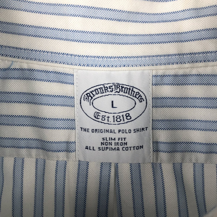 Brooks Brothers Est.1818 Short Sleeve Button-Down Striped Shirt, Men's Size L cotton white type Vintage Second Hand